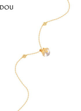 阿吉豆AJIDOU招财猫系列时尚女款新年项链玛瑙饰品配饰气质锁骨链