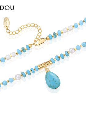 阿吉豆AJIDOU项链松石水滴吊坠