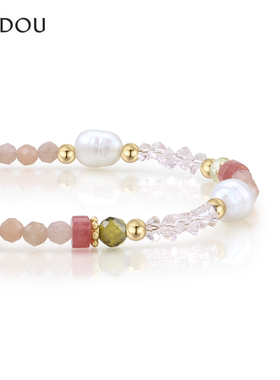 阿吉豆AJIDOU珍珠手串日光石轻奢