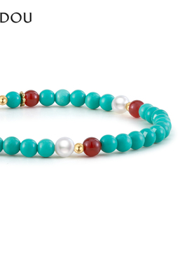 阿吉豆AJIDOU绿松石手串女款2025新款手链珍珠手饰串珠高级感首饰