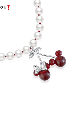 阿吉豆AJIDOU颈链米奇米妮爱神派对红色女款萌趣挂坠精致高级首饰