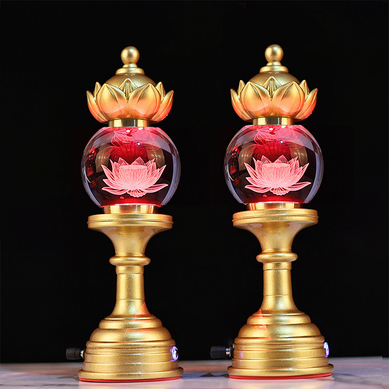 新款水晶led莲花灯七彩供佛灯充插电家用佛堂照明灯usb财神荷花灯,淘宝优惠券,粉丝福利购,淘宝优惠卷