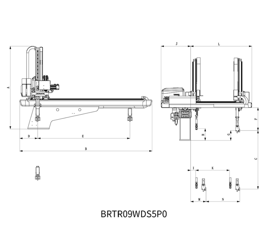 伯朗特五轴伺服注塑机械手BRTRO9WDS5P0双截式双臂注塑工业机械臂-图0