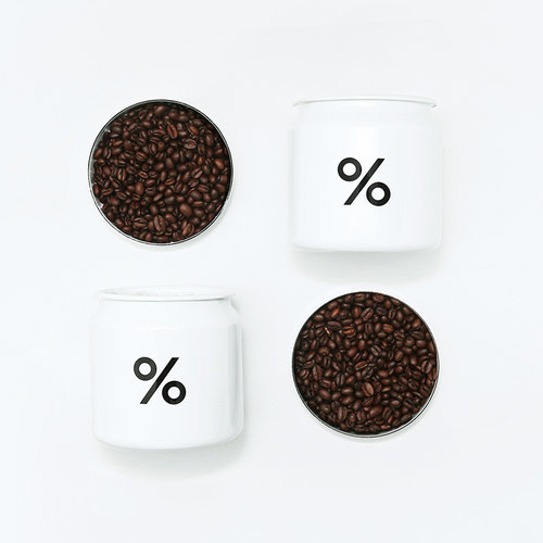 % Arabica阿拉比卡咖啡豆罐日式搪瓷百分号密封罐储存罐 - 图0
