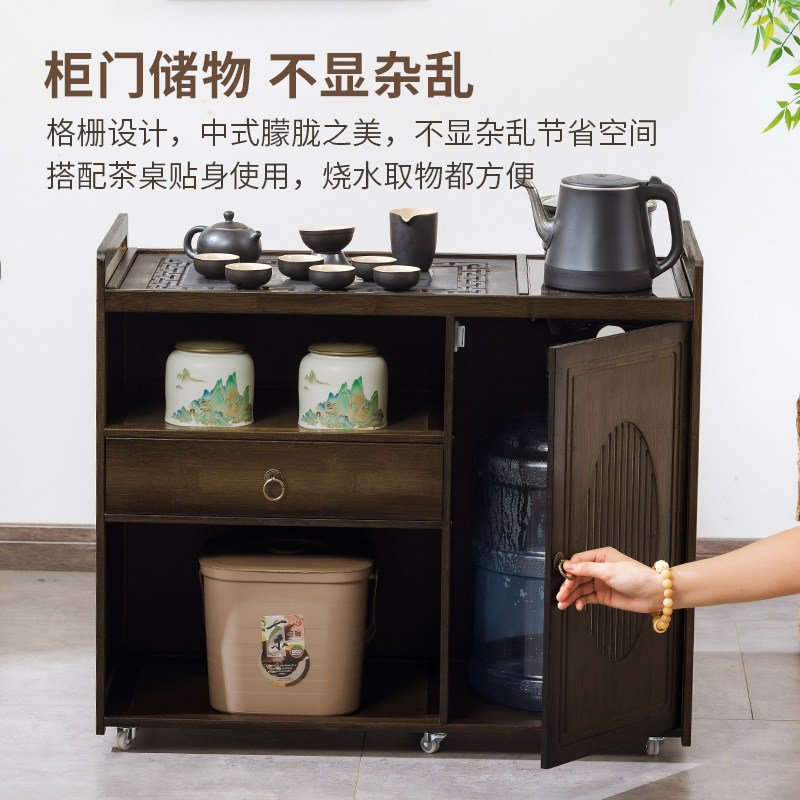 Mobile tea table, small tea table, tea cabinet and kettle integrated