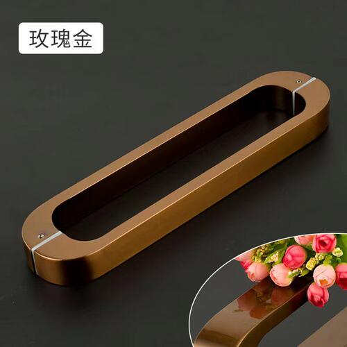 加厚不锈钢拉手玻璃门有框门木门豪华玫瑰金香槟金哑黑简约门把手 - 图2