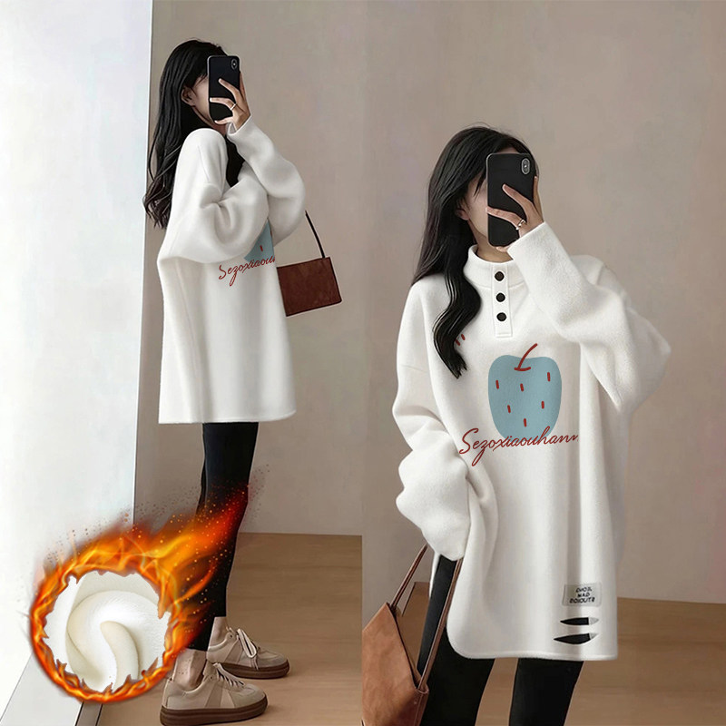 半高领德绒长袖t恤女长款加绒打底衫配鲨鱼裤的2026超火减龄上衣,淘宝优惠券,粉丝福利购,淘宝优惠卷