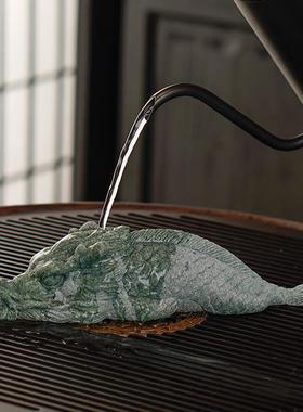 创意呆萌趴赢红龙茶宠茶玩摆件国潮鱼化红龙缸造景客厅桌面装饰品