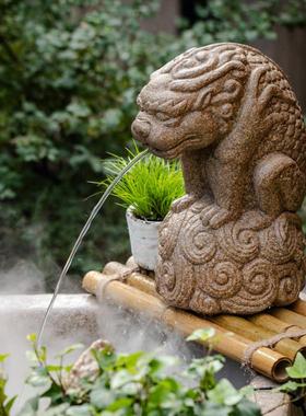 掬涵复古石槽流水生财貔貅吐水摆件循环水户外庭院装饰水池装饰品