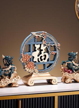 茶室博古架上的摆件轻奢高档新中式玄关书房博物架金色大象装饰品