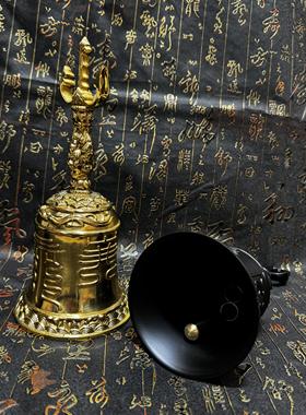 道家铜铃铛天蓬帝钟 钟祥云三叉铃手工铃铛天蓬铃法铃黄铜铃铛道