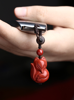 朱砂狐狸吊坠项链女男情侣挂饰绳