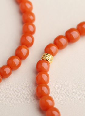 南红玛瑙搭配18k黄金手串手链