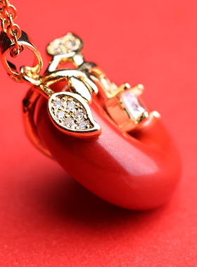 朱砂吊坠女民族风本命年红色项链