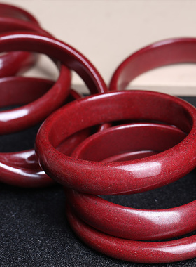 朱砂手镯女加宽加厚紫金砂暗红色