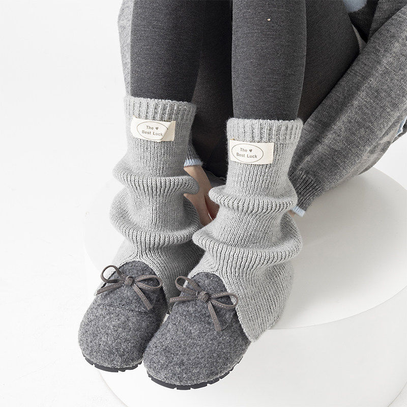 复古咖色袜套女秋冬季加厚针织堆堆袜布标韩系打底腿套长筒小腿袜,淘宝优惠券,粉丝福利购,淘宝优惠卷