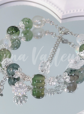 【孤品限量 不复刻】Luna Valley｜青  原创设计琉璃珠绿色手链