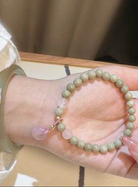 阿拉善春夏牛油果绿色小众手串女