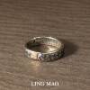 Cold style silver apricot leaf engraving ring new