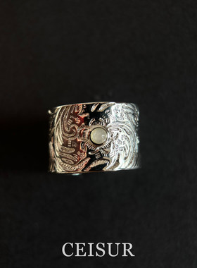 复古草唐开口戒指女个性轻奢时尚