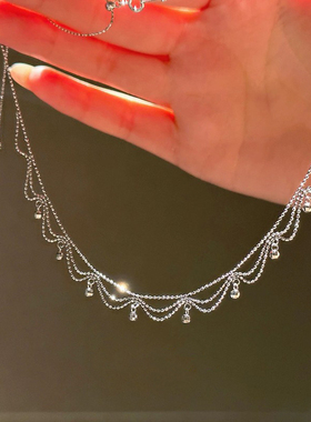 法式蕾丝碎珠项链清冷感串珠颈链