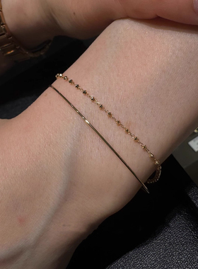 金色双层叠戴蛇骨链手链女款轻奢