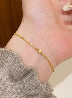 S925纯银极简爆闪钻方钻手链轻奢