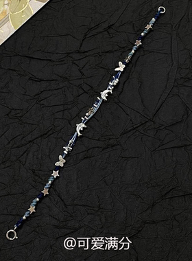 小海豚蓝色编织手绳精致百搭小众