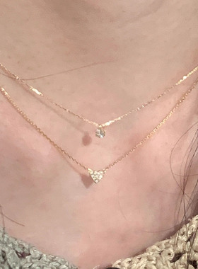 日系简约叠戴爱心吊坠项链女饰品