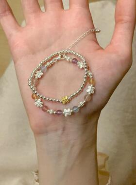 S925纯银蝴蝶串珠手链多巴胺精致