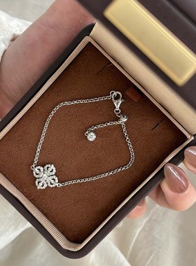 S925纯银四叶草手链女叠戴新中式