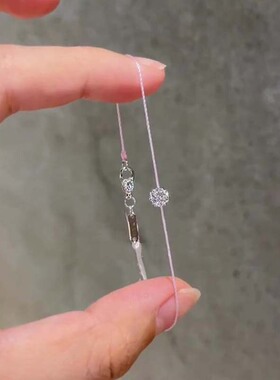 S925纯银粉色锆石小花手绳简约