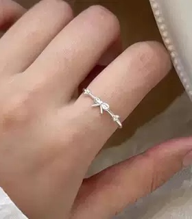 韩式冷淡风蝴蝶结戒指女小众指环