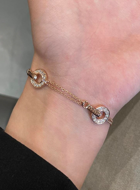 s925纯银微镶锆石平安扣手链轻奢