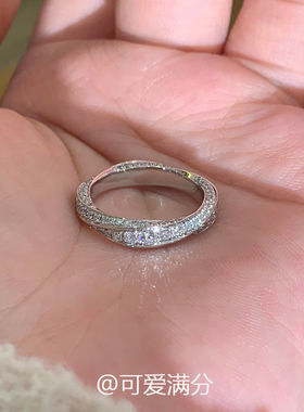 S925纯银爆闪满钻莫比乌斯环戒指