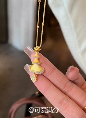 爆闪圣诞树星星项链轻奢精致绝美