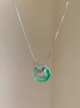 新中式仿和田玉平安扣吊坠项链女