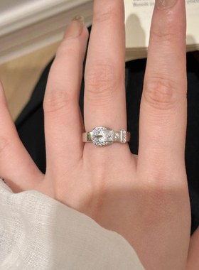 清冷感拉丝皮带戒指中古重工设计