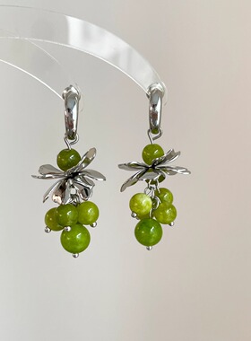 S925纯银葡萄串耳环2025新款爆款轻奢高级感耳钉小众设计时尚耳饰