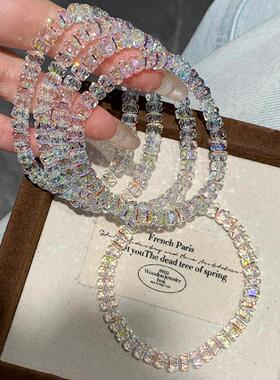 清冷感不规则仿水晶手链素圈串珠