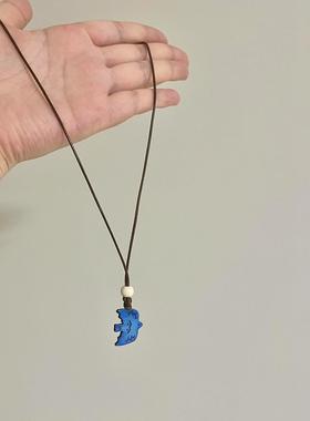 复古度假风蓝小鸟项链女款毛衣链