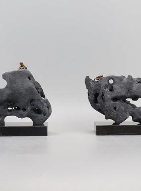 现代新中式创意假山太湖石摆件高端售楼处样板间玄关办公室装饰品