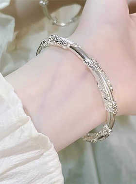 新款银色麻花镯子莫比乌斯环简约