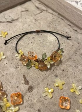 月桂花水晶碎石手链手工编织成品不规则碎石可调节手绳时尚情侣