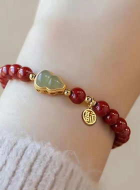 女士葫芦手链仿朱砂福禄吉祥开运本命年平安纳福气质复古优雅串珠