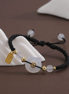 国潮猫咪平安扣编织手绳简约情侣闺蜜新中式本命年手链清冷小清新