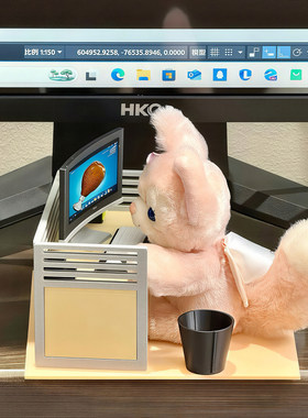 3D打印桌面摆件mini工位牛马桌bjd电脑桌微缩迷你工作桌娃娃道具