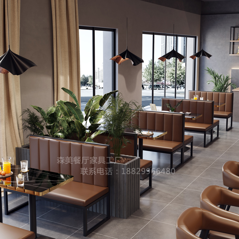 工业风酒吧清吧餐吧咖啡厅卡座沙发酒馆火锅烧烤咖啡奶茶店餐桌椅 - 图0