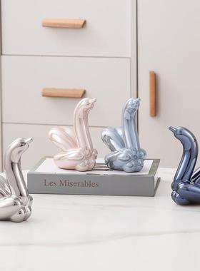 网红电镀陶瓷气球狗天鹅24款金银粉兰橙紫红白色桌面装饰品摆件