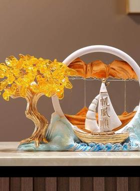 新中式一帆风顺笔筒家用办公室桌面收纳筒乔迁之喜装饰摆件礼物